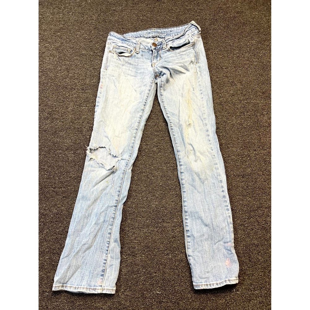 American Eagle Outfitters Skinny Kick Jeans Womens 4 Blue Denim Cotton Stretch